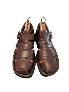Bacharach Mens Leather Fisherman Sandals Shoes Brown 8.5 Made in Italy